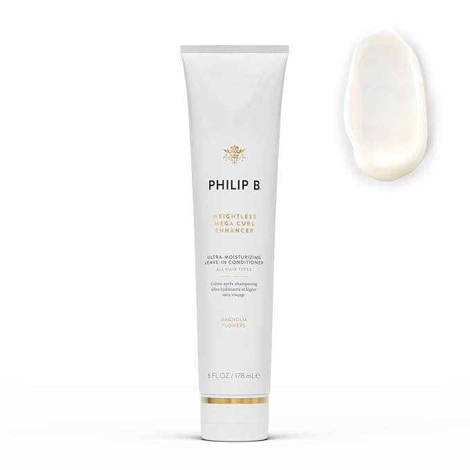 PHILIP B. Weightless Mega Curl Enhancer Ultra-Moisturizing Leave-In Conditioner, 6 oz - Repairs Dry Strands, Tames Frizz, Magnolia Flower Scented