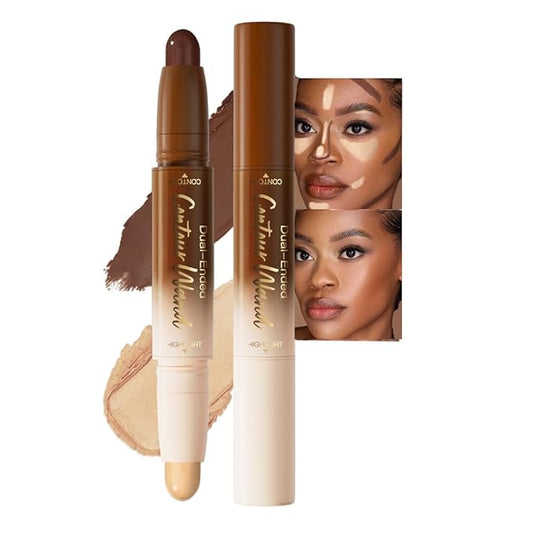 evpct Nude Brown & Nude Cream Foundation Stick Face Body Makeup Dual Ended, no Transfer Waterproof 2 in 1 Cream Concealer Stick Contouring Makeup, Nose Contour Bronzer Sticks Face Highlighter Make up
