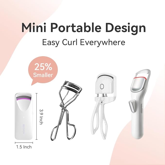 BEOVEA Heated Eyelash Curler – Fast 8-Second Heat for Long-Lasting Curls – Portable Rechargeable Heated Lash Curler, Safe & Effective Eyelash Curlers for All-Day Volume and Lift