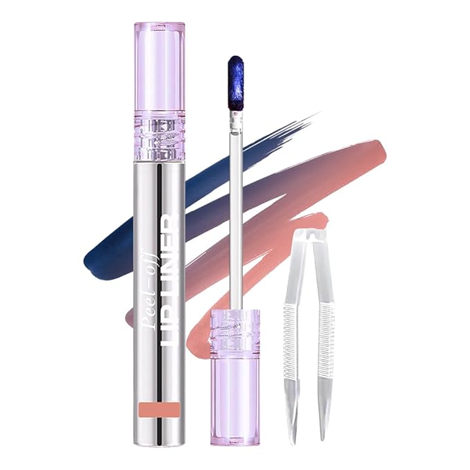 JUAAZIN Matte Lip Stain Peel Off Lip liner Tattoo, Nude Pink Liquid Lips Gloss Peel Off Masque, for Women Long Lasting Waterproof Lipstick Lip Tint Stain, Transfer-proof for All Skin Types 02#