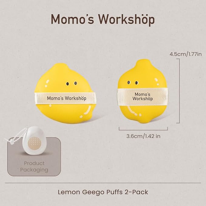 Lemon Makeup Sponge Set,Cosmetic Foundation Sponges, Dual-Textured for Wet/Dry Use, Pointed Tip for Detail Work, Halloween Makeup Sponge for Face,2pcs L+S Size Beauty Puff & Storage Case