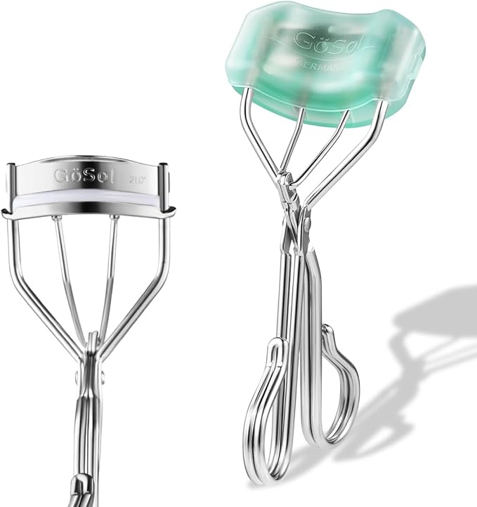 GöSol Eyelash Curler w/3 Replacement Pads (Soft/Medium/Firm) - Professional Lash Curler for Natural, Fake, Curly or Straight Lashes, Includes Protective Cover