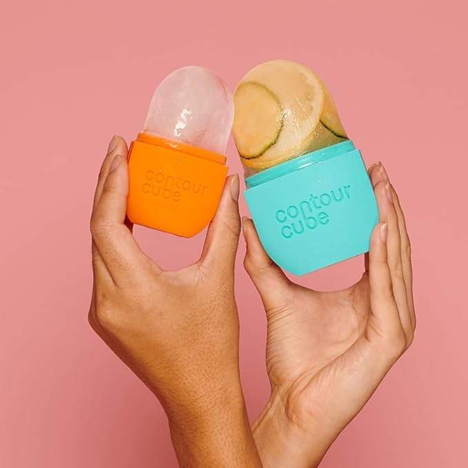 Contour Cube Mini - Revolutionary Ice Roller for Sculpting & De-Puffing - Face Ice Roller & Massager - Ice Mold for Face - Compact Skin Care Tools for Daily Skincare & Travel - Peach