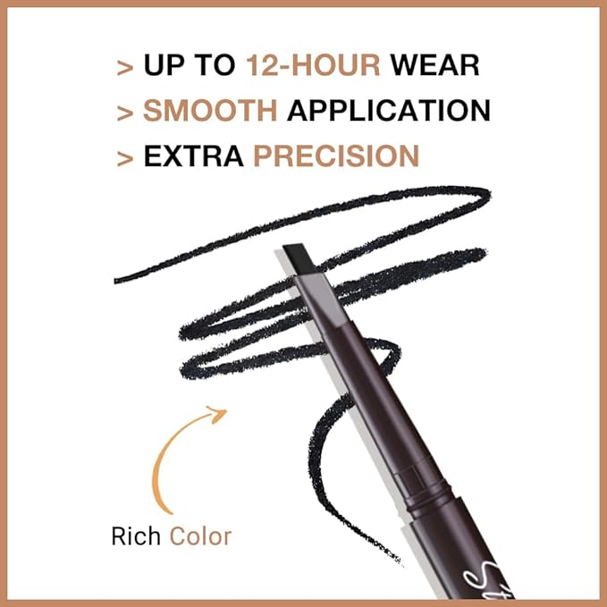 5 Pcs Ultimate Eyebrow Retractable Definer Pencils,Dual-Sided Natural Soft Textured Eyebrow Pencil, for Daily Look Eyebrow Makeup,Brow Brush,Fine Tip (2*black+2*light brown+grey)