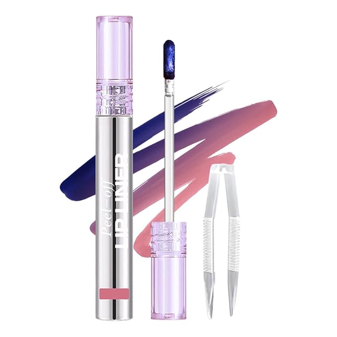 JUAAZIN Matte Lip Stain Peel Off Lip liner Tattoo, Peach Pink Liquid Lips Gloss Peel Off Masque, for Women Long Lasting Waterproof Lipstick Lip Tint Stain, Transfer-proof for All Skin Types 03#