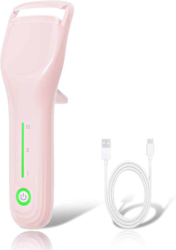 Lilonthy Heated Eyelash Curler, Type-C Rechargeable with 3 Temp Settings & Safe Silicone Pad for Natural Curls, Travel-Friendly (Pink)