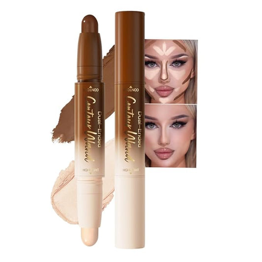 evpct Nuetral Nude & Beige Cream Foundation Stick Face Body Makeup Dual Ended, no Transfer Waterproof 2in1 Cream Concealer Stick Contouring Makeup, Nose Contour Bronzer Sticks Face Highlighter Make up