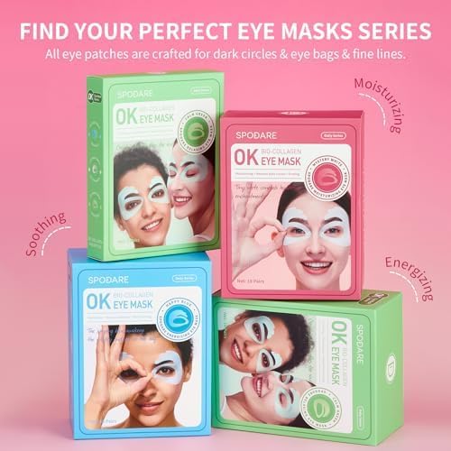 OK Shape Eye Masks, 360° Fit Under Eye Patches with Caffeine and Collagen, Firming & Hydrating Eye Mask for Dark Circles and Puffiness, Self Care Gifts for Women - 6 Pairs, Mystery White
