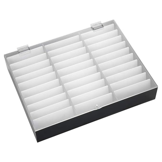Rosvola Nail Art Display, Nail Storage Organizer Box, Empty Nail Tips Storage Box with cover Fake Nail Display Case for Nail Salon Home Use (Black)