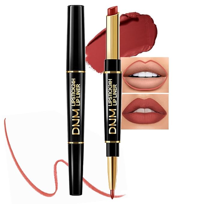 Kaely 2-in-1 Light Brown Lip Liner & Lipstick Set Kit for Women, Matte Lips Kit with Lip Liner Lip Stains Long Lasting Waterproof 24 Hour Lipstick and Lip Liners Combo Lipliners Pencil Set 10
