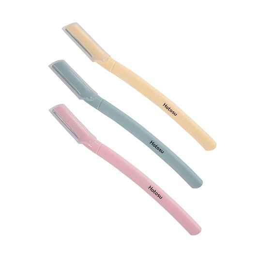 Face Razors for Women & Men Face Hair, Dermaplane Razor with Protective Cap, Womens Facial Razor for Peach Fuzz & Eyebrow Grooming, Ideal Travel Friendly Gift - 3pcs