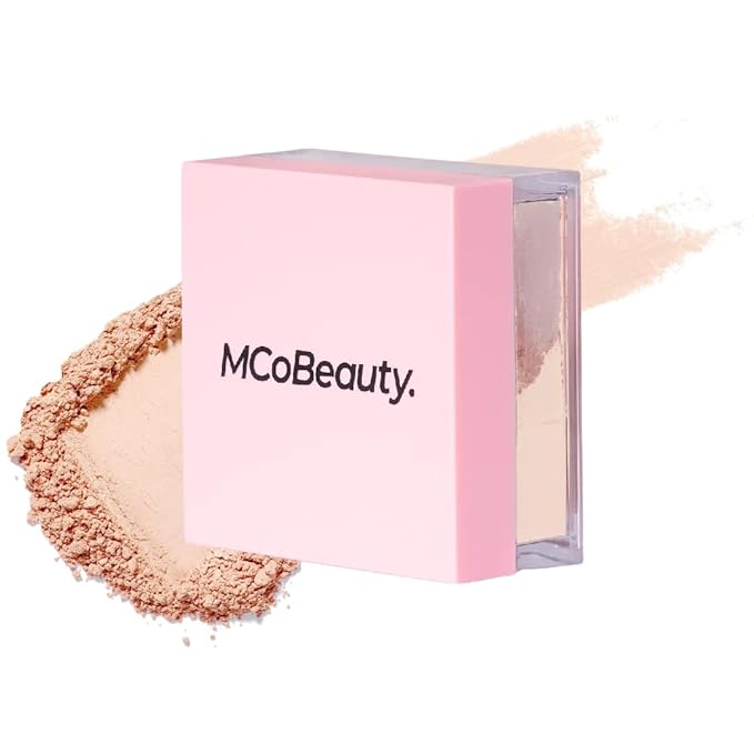MCoBeauty - Loose Powder Cool & Set - Light Shade - Finely Milled Water-Based Setting Powder with Hyaluronic Acid, Glycerin & Vitamin E - Vegan, Cruelty Free Cosmetics - Face Makeup