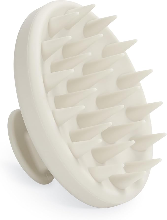 Meartchy Silicone Scalp Massager, Scalp Scrubber for Hair Growth with Soft Bristles, Scalp Exfoliator Brush Dandruff Removal Shampoo Brush for Wet Dry Scalp Care (Warm Grey)