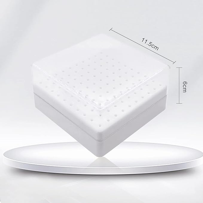 Nail Drill Bits Holder, CORFULRA Nail Organizer Box for Nail Drill Bits, Large Space Container Case for Drill Bits, 100 Holes Dustproof Displayer Box of Nail Supplies for Nail Tech, White