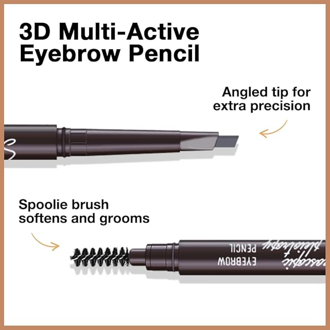 4 Packs Retractable Eyebrow Pencils for Women, Waterproof Ash Gray Eye Brow Pen with Brush for Eye Makeup, Dual-Sided Soft Ultimate Definer Sticks, Fine Tip lapiz de cejas