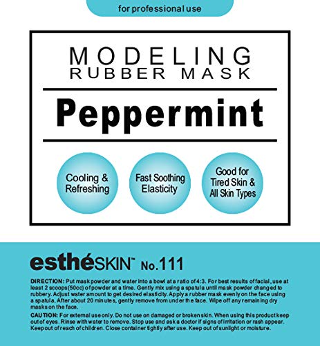 Peel Off Type Modeling Mask Powder for Facial, Skin Care, Professional Size, 35oz (2.2Pound) 1kg, 1 pack with 3pcs Mixing Bowl Set (111.Peppermint(Cooling))