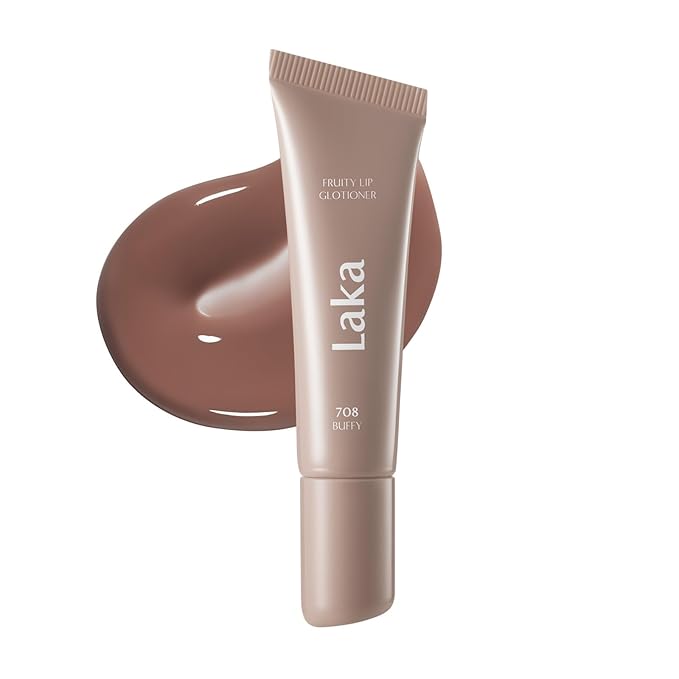 Laka Fruity Lip Glotioner, 10ml/0.33 fl.oz, Lip Gloss with High Shine Vivid Colors, Jelly tip for Hygienic & Easy Application, Plumping Conditioner, Vegan, K-Beauty (#708 Buffy)