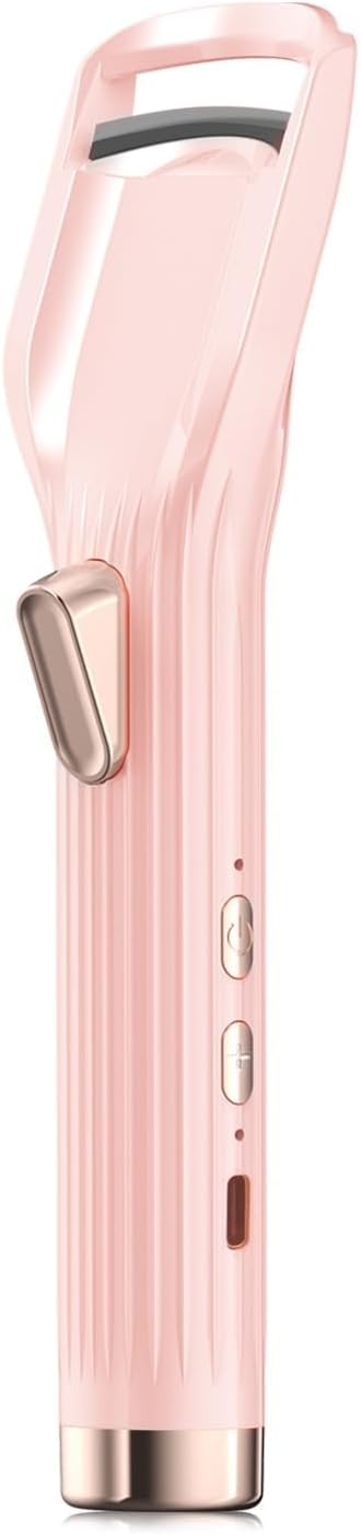 Heated Eyelash Curler Premium PRO - Fast Heat up in 8s - 24 Hours Long Lasting - Rechargeable Electric Eyelash Curler with Type-C, Innovative L Silicone, 2 Heat Modes, Anti-Burn Eyelid, Pink-FA