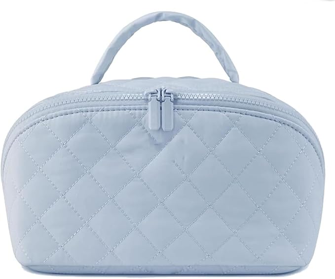 Feilium Travel Makeup Bag, Wide Open Expandable Lay-Flat Cosmetic Case, Padded Organizer for Toiletries & Brushes Large Capacity with Compartments