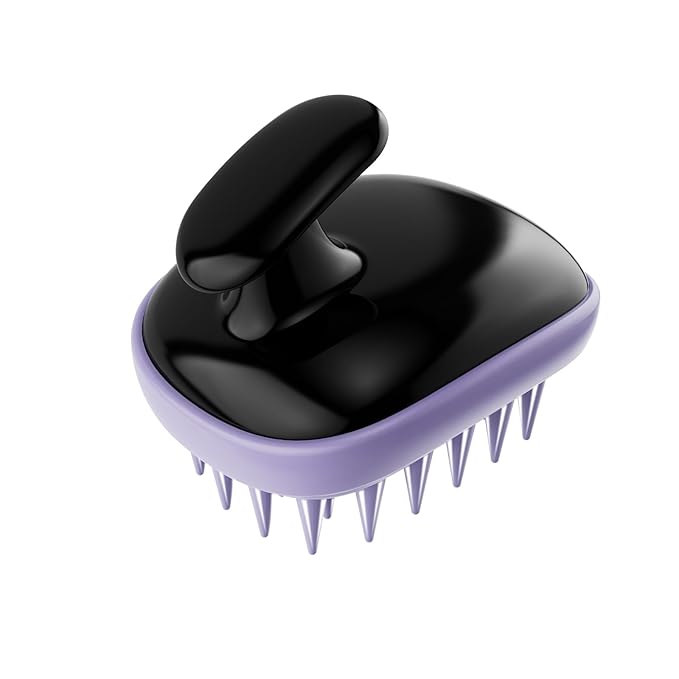 Rebex 2-in-1 Scalp Massager Shampoo Brush,Scalp Scrubber, Exfoliator Brush for Removing Dandruff & Hair Growth,Detangling Scrubber for Wet or Dry Hair (Black Purple)