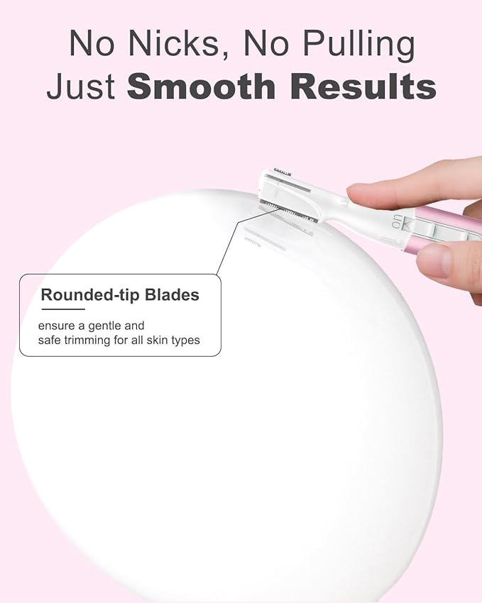 aisleek Eyebrow Trimmer, Facial Hair Trimmer Precision Detailer with Rinseable Blade, Battery Powered Double-Sided Eyebrow Razor with Comb, Compact Pen-Size Safe Painless Shaver for Chin Peach-Fuzz