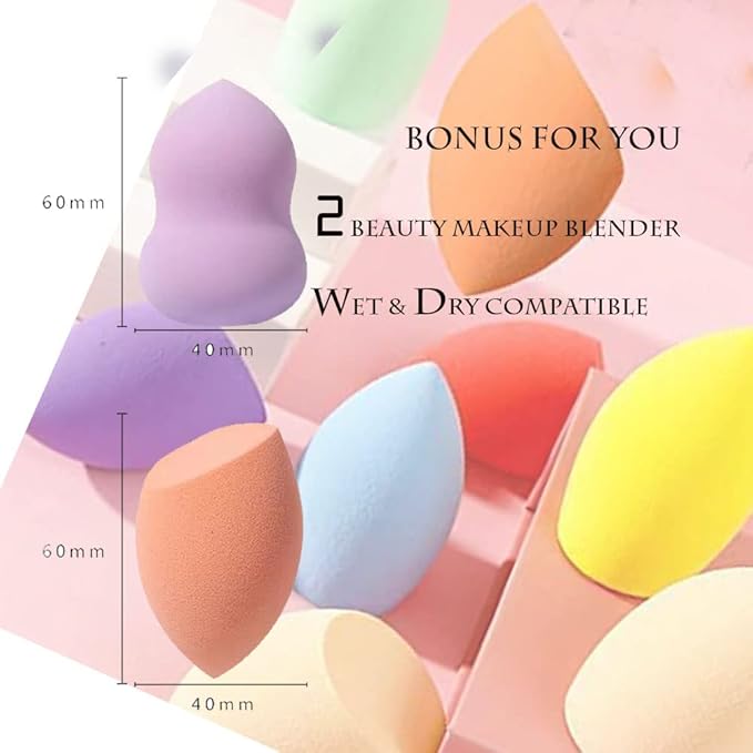 Make Up Brush Sets for Women, NEVSETPO 28PCS Synthetic Makeup Kits Include 24 Makeup Brushes,2 Beauty Blenders, 1 Dual End Masks Spatula, 1 Brush Set Cleaning Mat, Travel-Friendly Makeup Case, Green