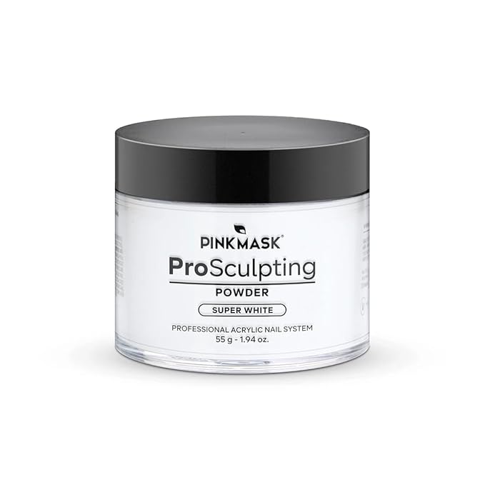 Pink Mask - Pro Sculpting Acrylic Nail Powder - Self-Leveling Formula for Bubble-Free Finish - 55 g / 1.94 oz - Super White
