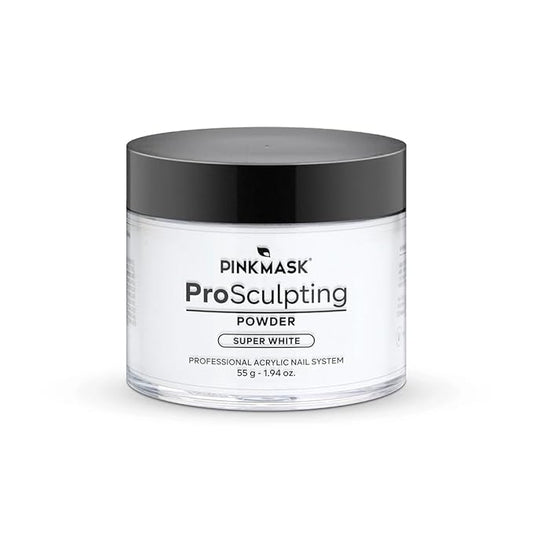 Pink Mask - Pro Sculpting Acrylic Nail Powder - Self-Leveling Formula for Bubble-Free Finish - 55 g / 1.94 oz - Super White
