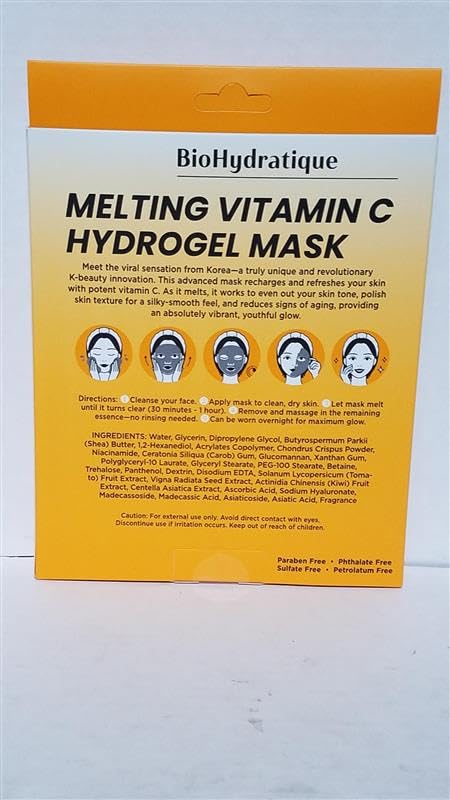 Vitamin C Face Mask – Overnight Hydrogel Care for Dark Spots, Fine Lines & Dry Skin – Dermatologist Tested, Anti-Aging, Korean Skin Care – Clean Beauty, Glass Skin Glow – Pack of 10