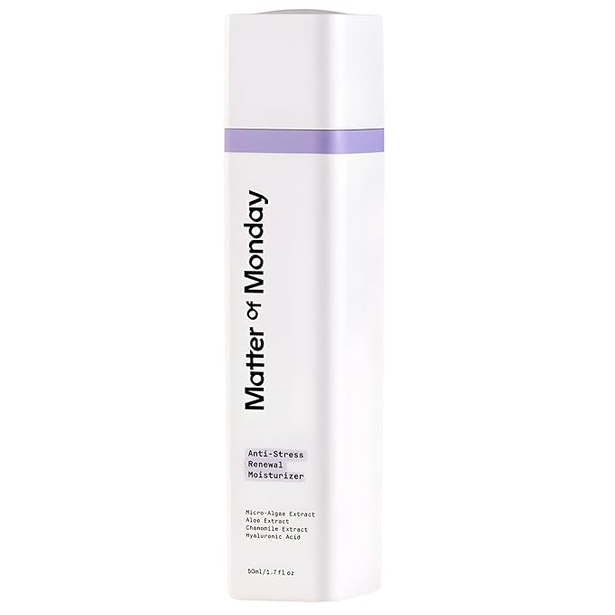 Anti-Stress Renewal Moisturizer - Hydrating Face Cream with Hyaluronic Acid, Microalgae & Aloe - Fragrance Free Moisturizer for Sensitive Skin, 1.7 oz