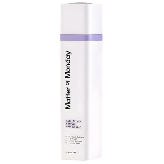 Anti-Stress Renewal Moisturizer - Hydrating Face Cream with Hyaluronic Acid, Microalgae & Aloe - Fragrance Free Moisturizer for Sensitive Skin, 1.7 oz
