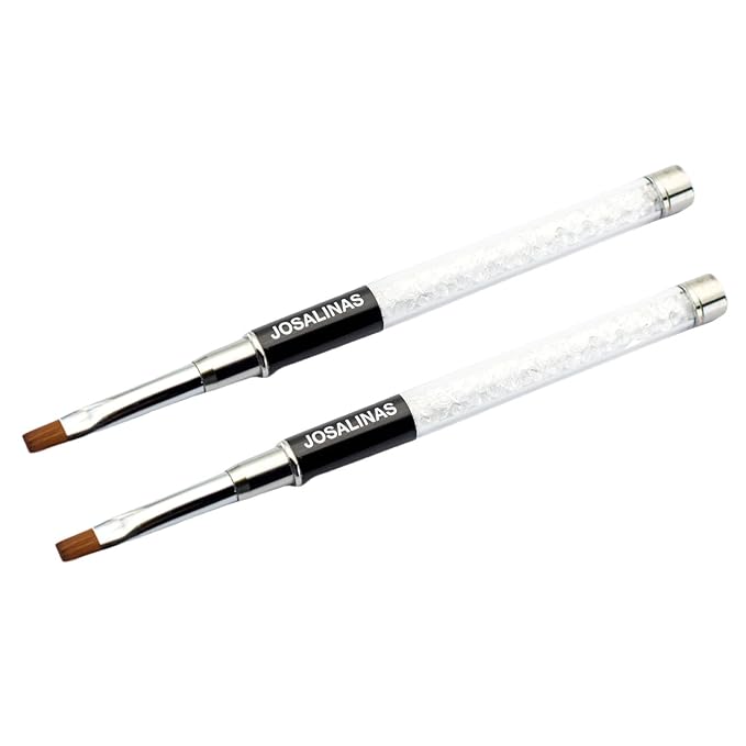 JOSALINAS Nail Brushes Art Pen 2PCS, Gel Polish Painting Tools with Nail Extension Gel Builder, Salon at Home DIY Manicure (Black-Flat#6)