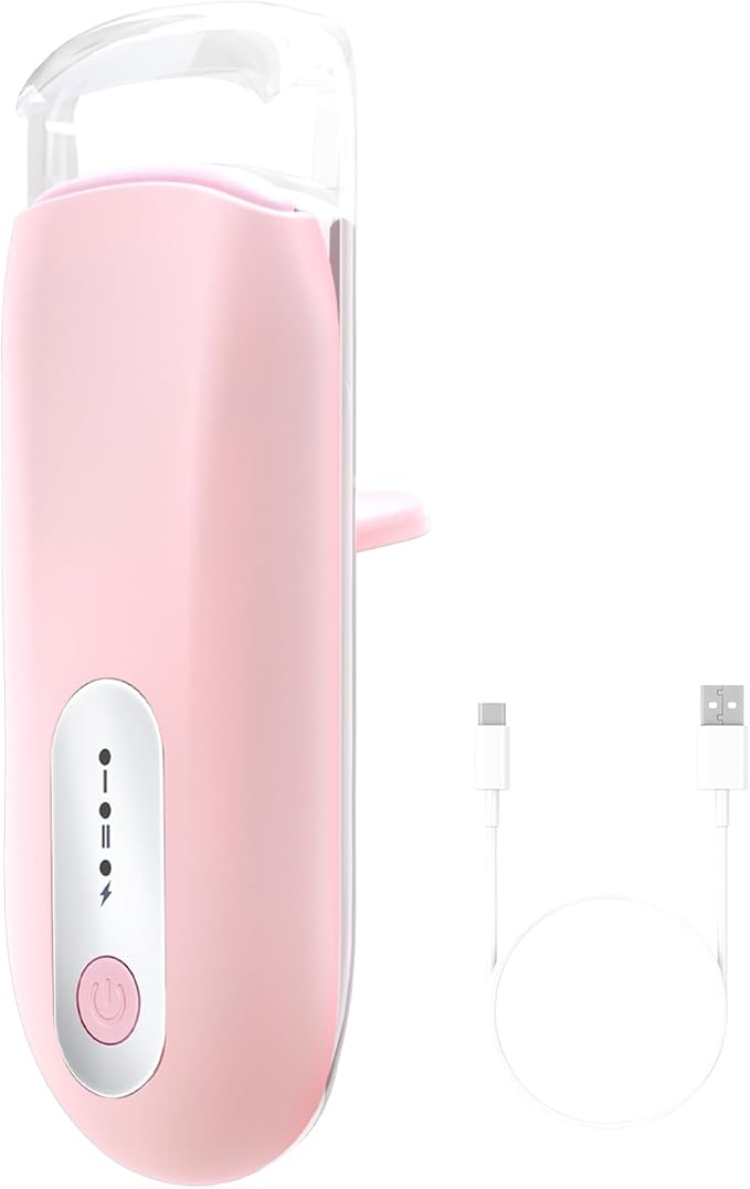 Visible Heated Eyelash Curler, Rechargeable Electric Eyelash Curlers 10S Fast Heat, Safe Anti-Burn Mini Heat Eye Lash Curler 24Hrs Long Lasting Natural C Curl Lashes (Pink)