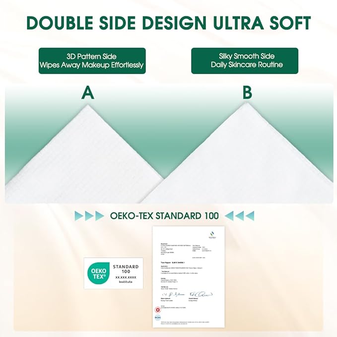Hotosu Disposable Face Towelette 10 x 12" - Cotton XL Disposable Towel for Women - Clean Face Towels for Makeup Removal and Skin Care - Soft, Unscented and Gentle Formula Biodegradable Face Towels