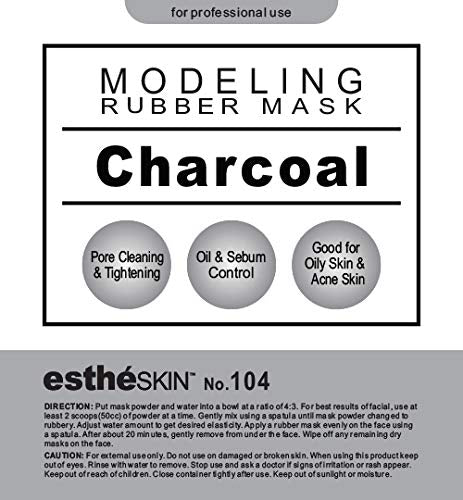 Peel Off Type Modeling Mask Powder for Facial, Skin Care, Professional Size, 35oz (2.2Pound) 1kg, 1 pack with 3pcs Mixing Bowl Set (104.Charcoal)