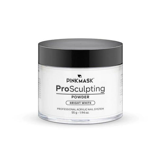 Pink Mask - Pro Sculpting Acrylic Nail Powder - Self-Leveling Formula for Bubble-Free Finish - 55 g / 1.94 oz - Bright White