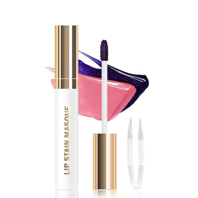 JUAAZIN Peel Off Lip Stain Tattoo with Tweezer - Chestnut Brown Matte Lip Tint, Long Lasting Waterproof Transfer-Proof Lip Stain, Cruelty-Free Lip Masque for All Skin Types, Valentine's Day Gift 03#