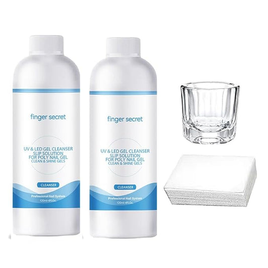 BEVINAS Poly Gel Slip Solution 8 oz,Nail Cleaner For Builder Gel Nails Cleanser,2PCS Poly Nail Slip Solutions for Nails