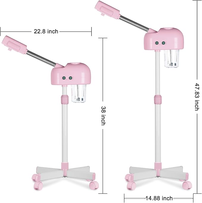 Professional Facial Steamer, Vaporizador Facial Steamer for Esthetician, Vapor Face Steamer, Pink