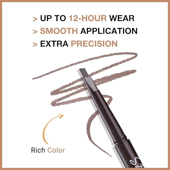 5 Pcs Ultimate Eyebrow Retractable Definer Pencils,Dual-Sided Natural Soft Textured Eyebrow Pencil, for Daily Look Eyebrow Makeup,Brow Brush,Fine Tip (2*black+2*tea+grey)