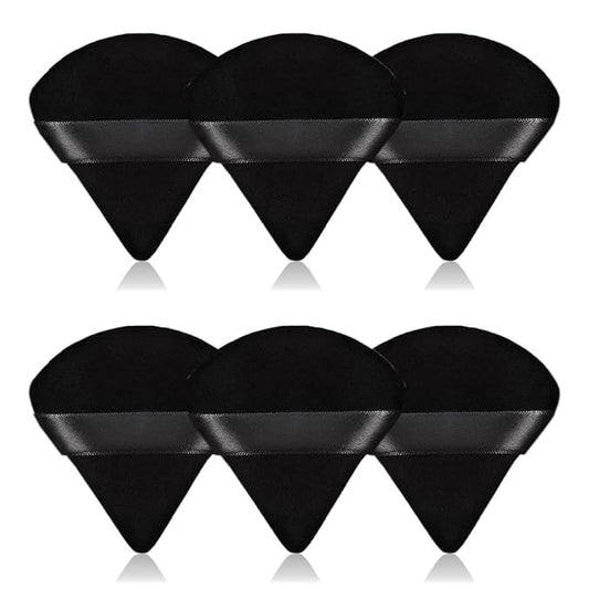 6Pcs Triangle Powder Puff,Soft Velour Face Makeup Sponge Powder Puffs,Loose Powder Cosmetic Foundation Mineral Powder Wet Dry-Black