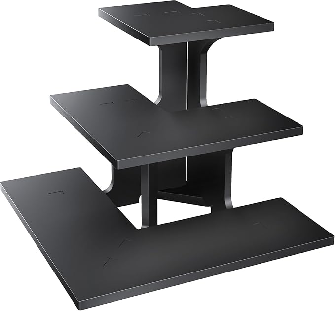 3 Tier Display Stands for Vendor Events, Display Stand Portable for Shop Retail, Display Shelves for Vendors, Candles, Glasses, Glass Jars, Crafts, Jewellery, Black Farmers Market Stand