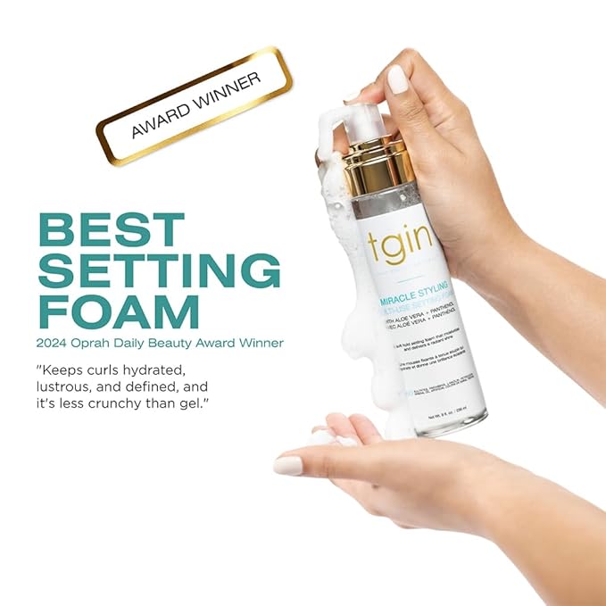 tgin Miracle Styling Multi-Use Setting Hair Foam Mousse – Curly Hair Products to Moisturize & Define – Lightweight, Non-Drying Formula for All Curl Types (7 oz)