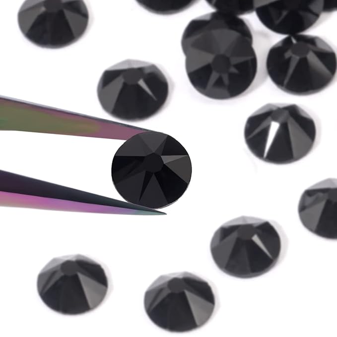 Novani Black Rhinestones 1440pcs Flat Back Round Rhinestone Style 2088 Sparkly Crystal Gemstones for Nail Art and Crafting SS16,3.8-4.0mm