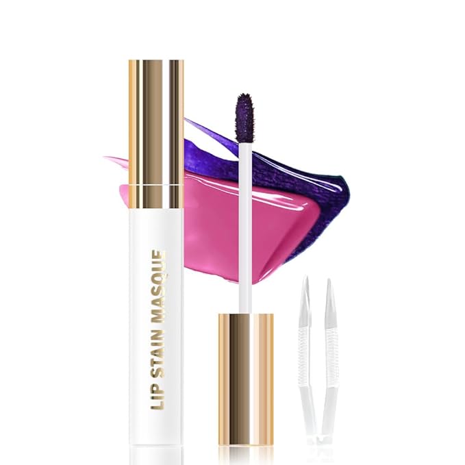 JUAAZIN Peel Off Lip Stain Tattoo with Tweezer - Mauve Matte Lip Tint, Long Lasting Waterproof Transfer-Proof Liquid Lip Stain, Cruelty-Free Lip Masque for All Skin Types, Valentine's Day Gift 09#