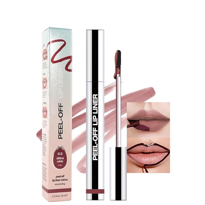 JUAAZIN Matte Liquid Lip Stain Peel Off Lip liner Tattoo, Brownish Red Matte Peel Off Lip Stain, Long Lasting Waterproof Lipstick Lip Gloss Stain, Transfer-proof for All Skin Types, 0.12 fl oz 03#