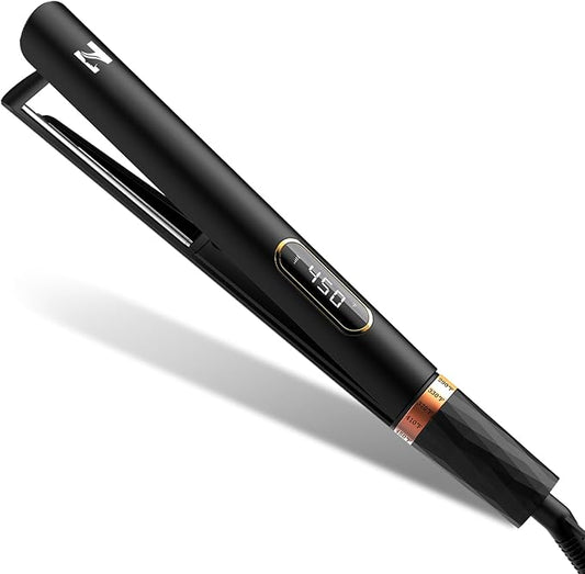 Nicebay 1” Titanium Flat Iron, Fast Heating Hair Straightener & Curler,with 5 Temp Settings, Negative Ion Technology,Travel-Friendly, Smooth Salon Design