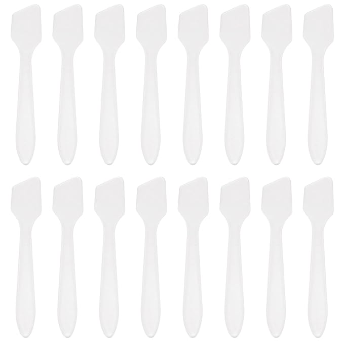SumDirect Mini Spatulas 100 Pcs Face Spatula Cosmetic Spatula Frosted Clear Disposable Plastic Makeup Spatulas Mini
