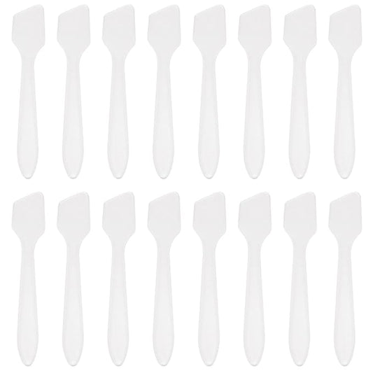 SumDirect Mini Spatulas 100 Pcs Face Spatula Cosmetic Spatula Frosted Clear Disposable Plastic Makeup Spatulas Mini