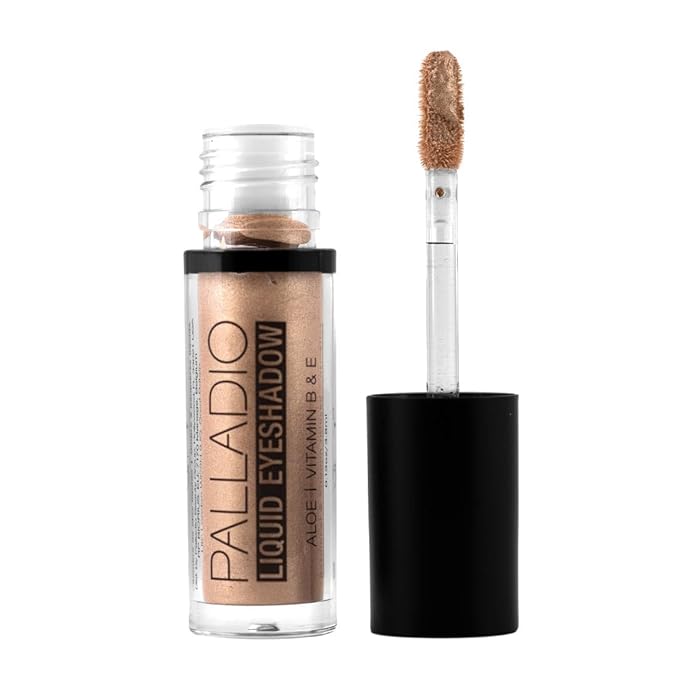 Palladio Liquid Eyeshadow, creamy shimmery formula that instantly adheres to the eyelid with flexible applicator wand for over 8 hours of smudge and crease-proof wear (Goldstone)